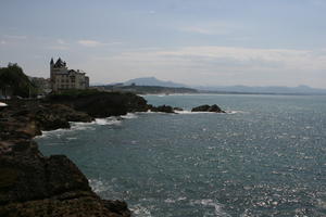 Aquitaine, Biarritz, cliff, coastline, day, elevated, France, seascape, summer, sunny