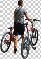 back, bicycle, casual, caucasian, cutout, cutout men, cutout people, cycling, day, direct sunlight, eye level view, male, man, NA, natural light, people, pushing, summer, sunlight, sunny, sunshine