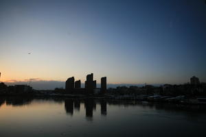 clear, dusk, elevated, England, London, natural light, river, silhouette, sky, sunset, sunset, The United Kingdom, winter