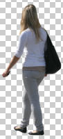 back, casual, caucasian, cutout, cutout people, cutout women, day, eye level view, summer, sunny, walking, woman