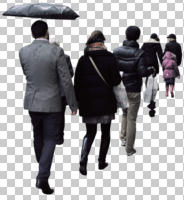 ambient light, back, casual, cloudy, cutout, cutout groups, cutout people, day, diffuse, diffused light, eye level view, group, natural light, people, umbrella, walking, wet, winter, winter