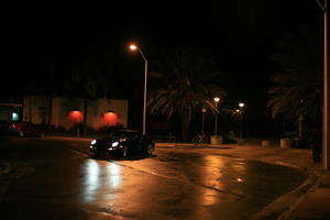 artificial lighting, car, eye level view, Florida, Miami, night, street, The United States, transport, winter