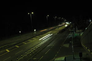 artificial lighting, car lights, city lights, elevated, England, evening, London, night, outdoor lighting, road, The United Kingdom, urban, winter