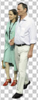 casual, caucasian, couple, cutout, cutout couples, cutout people, day, eye level view, front, spring, sunny, walking