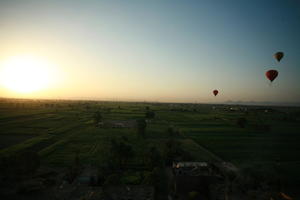 aerial view, balloon, dusk, East Timor, Egypt, Egypt, palm, sun, sunset, vegetation