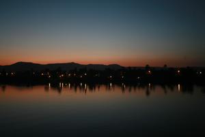 clear, dusk, East Timor, Egypt, Egypt, eye level view, river, river Nile, silhouette, sky, sunset, vegetation