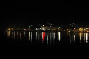 artificial lighting, autumn, boat, Croatia, evening, eye level view, harbour, reflected, seascape, Splitsko-Dalmatinska, Trogir