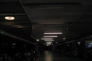 artificial lighting, car park, ceiling, eye level view, indoor lighting, Italia , light, parking, Veneto, Verona