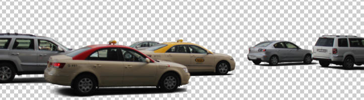 car, cutout, cutout vehicle, day, diffuse, diffused light, eye level view, summer, taxi