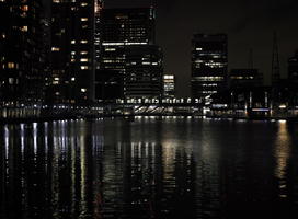 artificial lighting, cityscape, England, eye level view, London, night, reflected, river, The United Kingdom