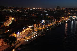 artificial lighting, cityscape, elevated, night, Porto, Porto, Portugal, river, spring, urban