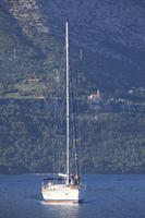 coastline, Croatia, day, Dubrovacko-Neretvanska, eye level view, Korcula, seascape, summer, transport, vegetation, yacht