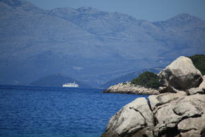 coastline, Croatia, day, eye level view, mountain, seascape, ship, summer, transport