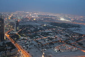 3-point perspective, above, aerial view, artificial lighting, bird