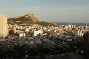 Alicante, cityscape, dusk, elevated, Spain, Valenciana