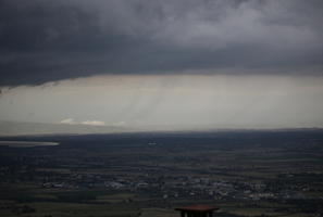 ambient light, Cortona, day, elevated, Italia , natural light, overcast, overcast, sky, storm, summer, Toscana, town, valley