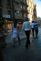 architecture, Castilla y Leon, day, eye level view, group, people, retail, Salamanca, Spain, street, summer, sunlight, sunny, sunshine, walking, woman