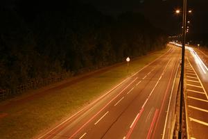 artificial lighting, effect, elevated, England, evening, grass, London, road, The United Kingdom