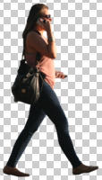 casual, caucasian, cutout, cutout people, cutout women, day, eye level view, side, summer, sunny, walking, woman