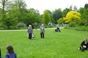 day, elderly, England, eye level view, family, garden, grass, natural light, park, people, The United Kingdom, Woking