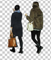 back, bag, caucasian, cutout, cutout couples, cutout people, day, eye level view, fashion, female, handsome, people, smart, spring, three-quarter, walking, woman