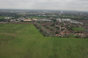 aerial view, city, day, England, field, grass, natural light, The United Kingdom