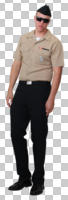 cutout, cutout men, cutout people, day, diffuse, diffused light, eye level view, front, male, man, standing, summer, uniform