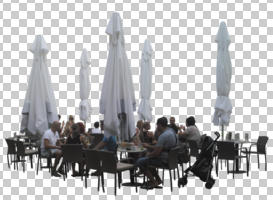 cafe, casual, caucasian, cutout, cutout groups, cutout people, day, diffuse, diffused light, eye level view, group, sitting, summer