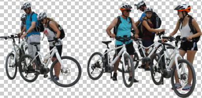 ambient light, bicycle, casual, caucasian, cutout, cutout groups, cutout people, cycling, day, diffuse, diffused light, eye level view, group, NA, natural light, people, pushing, sporty, standing, summer, summer