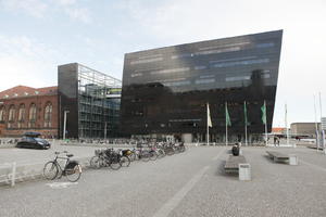 bench, bicycle, building, Copenhagen , day, Denmark, eye level view, facade, Kobenhavn, pavement, sunny, winter