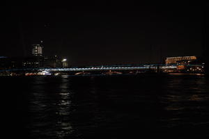 bridge, building, city, city, city lights, cityscape, England, evening, eye level view, London, night, river, The United Kingdom, winter