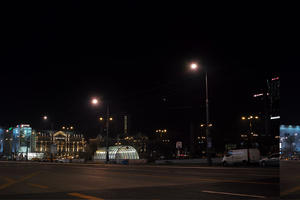 artificial lighting, city lights, eye level view, Mazowieckie, night, Poland, street, Warsaw, winter