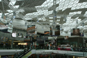 ceiling, day, elevated, England, eye level view, indoor lighting, interior, London, mall, natural light, retail, shop, shopping centre, sign, The United Kingdom