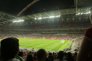 artificial lighting, ceiling, crowd, elevated, England, football pitch, London, people, stadium, The United Kingdom