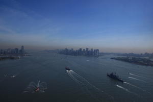 cityscape, day, elevated, Manhattan, New York, river, ship, The United States