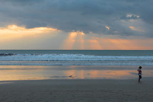 Bali, beach, cloud, day, dusk, dusk, eye level view, godrays, Indonesia, sky, summer