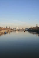 afternoon, boat, bridge, building, clear, day, elevated, England, London, natural light, river, sky, The United Kingdom, transport, winter, winter