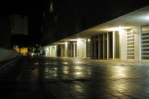 artificial lighting, building, building, city, Croatia, entrance, eye level view, night, pavement, residential, spring, street, urban, walkway, wet, Zadar, Zadarska