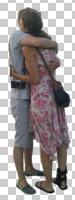 back, casual, caucasian, couple, cutout, cutout couples, cutout people, day, diffuse, diffused light, eye level view, hugging, standing, summer