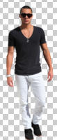 casual, caucasian, cutout, cutout men, cutout people, day, eye level view, front, male, man, summer, sunny, walking