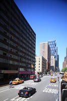 building, car, day, elevated, facade, Manhattan, New York, skyscraper, street, sunny, taxi, The United States