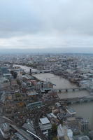 aerial view, bridge, city, day, diffuse, diffused light, England, London, overcast, river, The United Kingdom, urban, winter