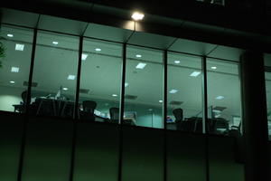 artificial lighting, below, building, England, facade, London, night, office, The United Kingdom