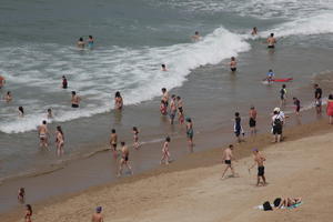 Aquitaine, beach, Biarritz, day, elevated, France, people, spring, sunbathing, sunlight, sunny, sunshine