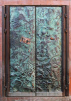 day, eye level view, metal, natural light, texture, window