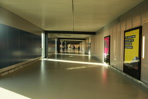 advertisement, airport, Copenhagen , corridor, Denmark, dusk, eye level view, floor, interior, Kobenhavn, spring