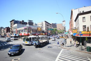 building, bus, car, day, elevated, Manhattan, New York, street, sunny, The United States, truck