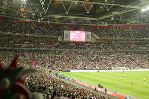 artificial lighting, ceiling, crowd, display, elevated, England, London, people, stadium, The United Kingdom