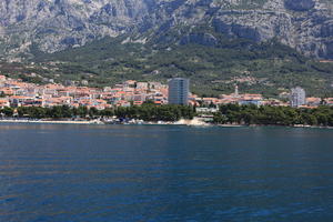 coastline, Croatia, day, eye level view, Makarska, seascape, Splitsko-Dalmatinska, summer, town, tree, vegetation, woodland