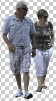 casual, caucasian, couple, cutout, cutout couples, cutout people, day, diffuse, diffused light, elderly, eye level view, front, spring, walking